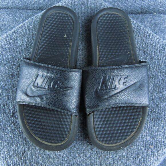 Nike Men Slide Sandals Size 8 Medium Black Synthetic Slip On - Picture 3 of 10